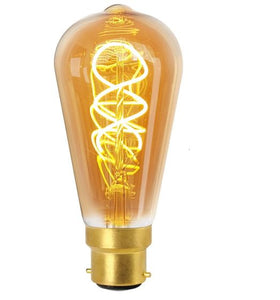 EDISON | FILAMENT LED | TWISTED | 4W | B22 | 2000K | 200LM | DIMMABLE | AMBER